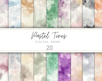 Aquarel digitale papiertextuur Pastel digitaal papier Kaartenkit Aquarel plakboekpapier Afdrukbaar papier Ambachtelijke pastel achtergronden