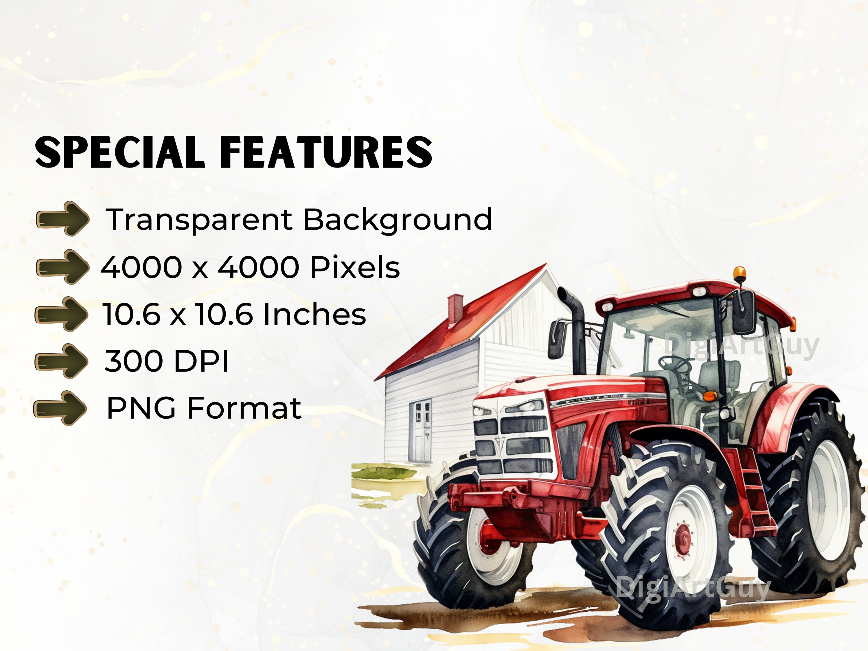 Tractor Graphics Panel Tractors Clipart Bundle 40 Tractors Pngs Watercolor - Etsy