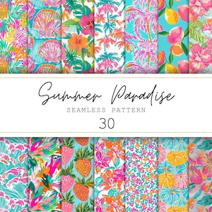 Patrones sin costuras de verano, papel digital tropical de verano, fondos florales, patrón de verano, papel de diario basura de verano, papel floral para álbumes de recortes