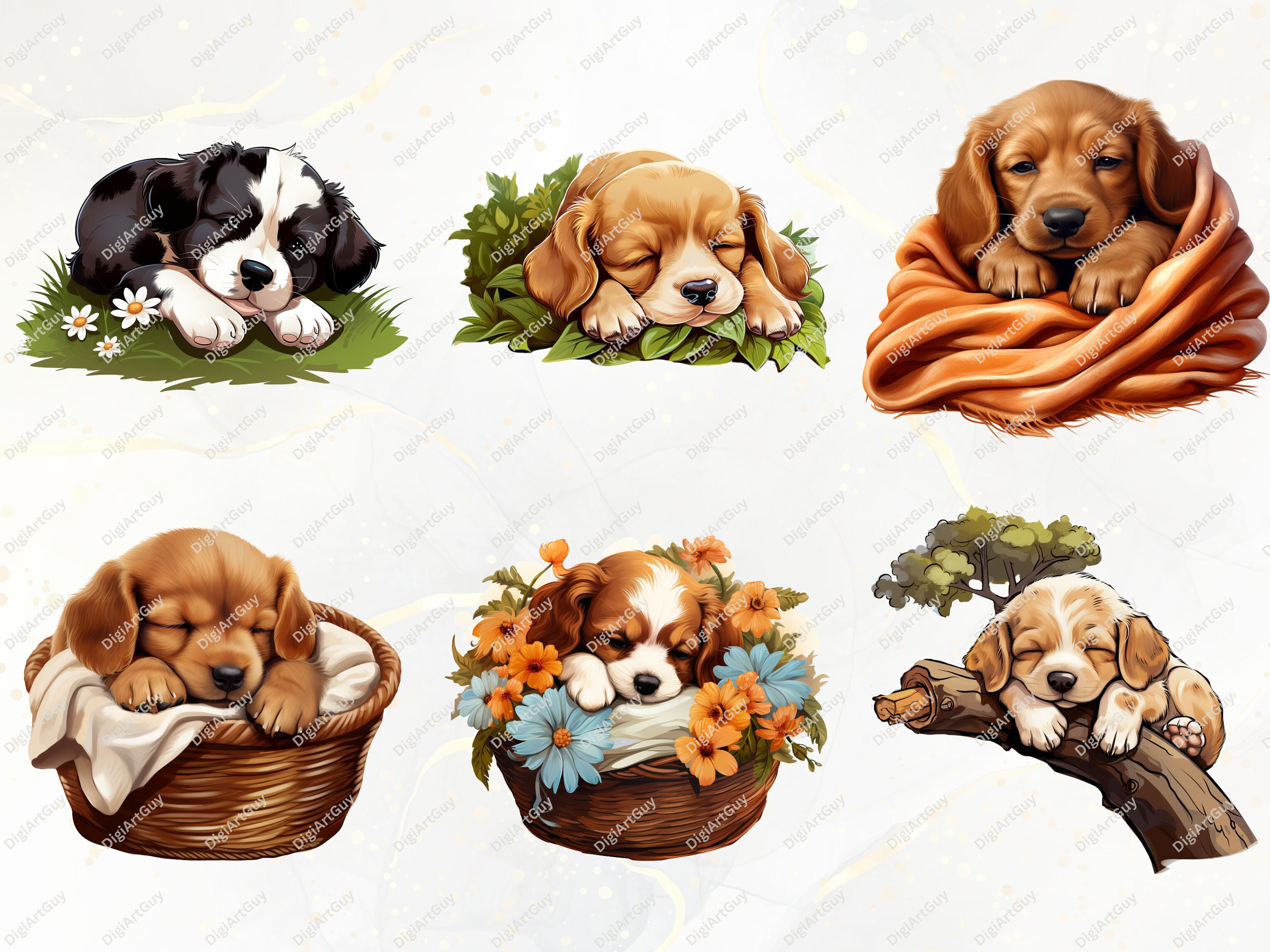 Dog Clipart Bundle Watercolor Dogs Clipart PNG Dog Breeds Clipart Cute ...