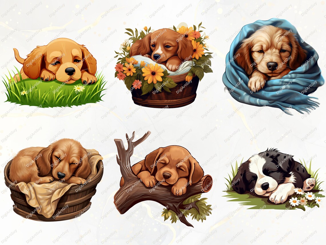 Dog Clipart Bundle Watercolor Dogs Clipart PNG Dog Breeds Clipart Cute ...