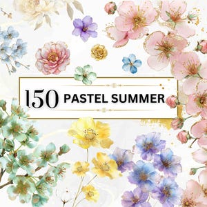 Pacote de clipart de flores de verão aquarela verão PNG buquê floral png buquê de flores de casamento clipart primavera png casamento clipart jardim png