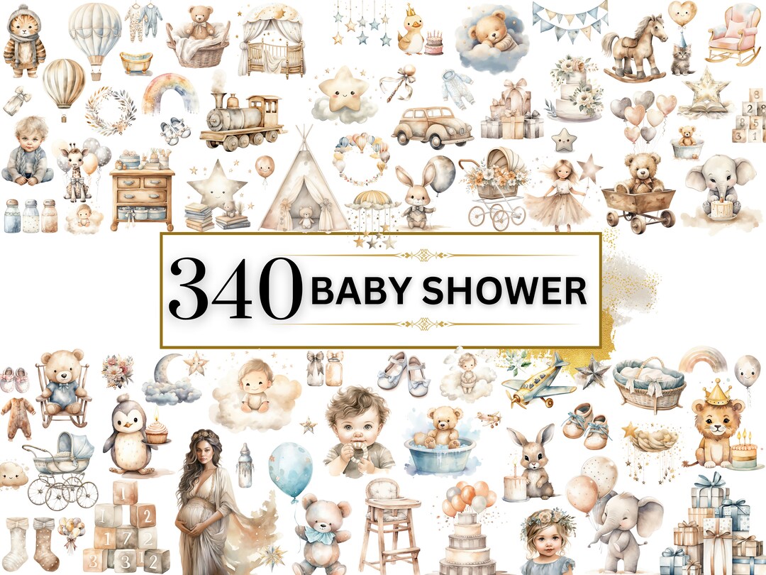 Baby Shower Clipart - 340 Gender Neutral Baby Shower Pngs, Boho Baby ...