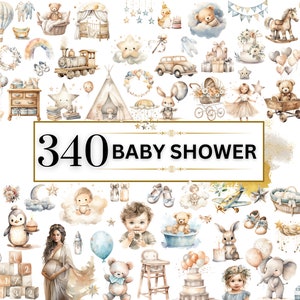 Baby Shower Clipart - 340 PNG di genere neutro per Baby Shower, Boho Baby Shower, Boho Nursery Clipart, Neonato, Neonato, Neonata, Orsacchiotto