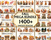 Fall Clipart Mega Bundle - 1400+ Autumn Clipart PNGs, Fall Watercolor Clipart Bundle, Autumn PNG, Autumn Clipart, Fall Decor, Fall PNG