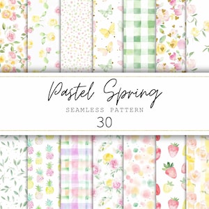 Patrones sin costuras de primavera en colores pastel Papel digital floral de primavera Papel de diario basura con motivos florales en colores pastel Fondos pastel Scrapbooking Patrón floral