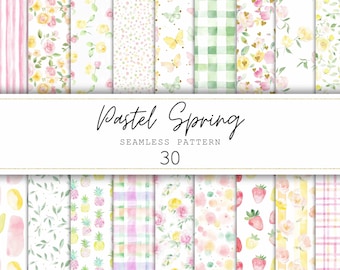 Pastel Spring Seamless Patterns Spring Floral Digital Paper Pastel Floral Junk Journal Paper Pastel Backgrounds Scrapbooking Floral Pattern