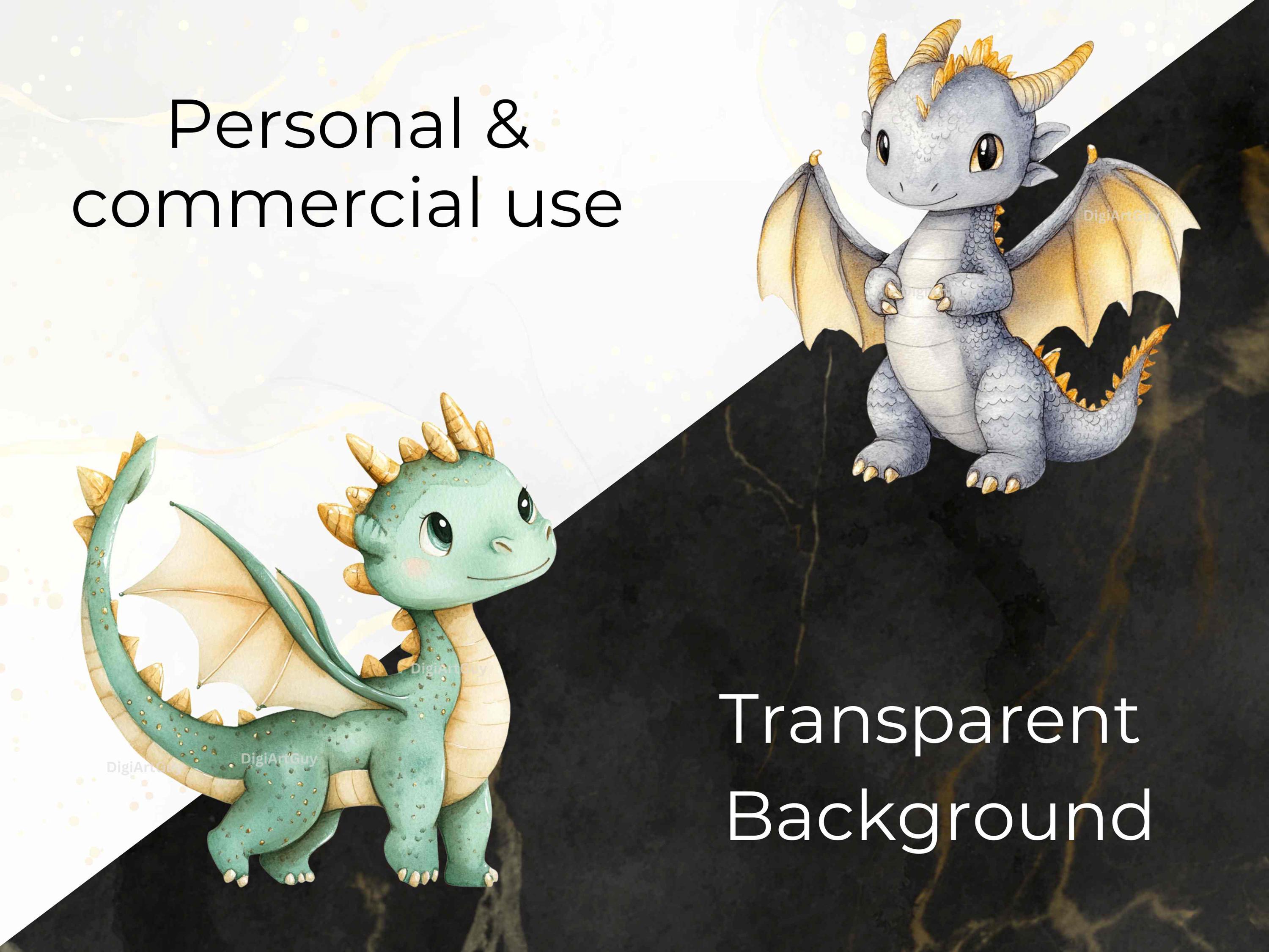 Cute Dragon Clipart Watercolor Baby Dragon Clipart Cute Fantasy Dragon ...