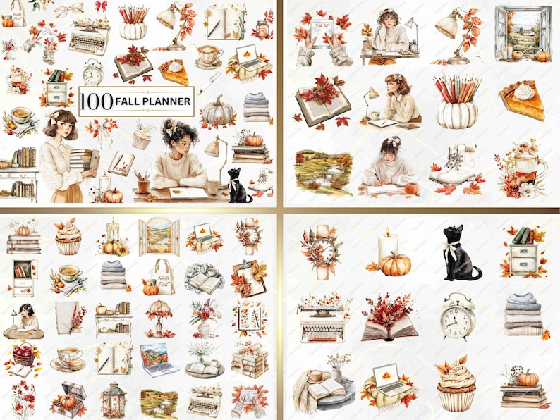 Shows fall planner examples from the bundle