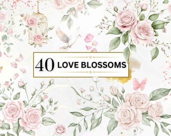Pink Roses Clipart Valentines Flower PNG Watercolor Floral Clipart Pink Floral Roses PNG Floral Bouquet PNG Flower Bouquet Floral Patterns