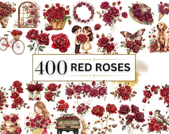 Rose Clipart Rose Flower Clipart Watercolor Red Roses Clipart Spring PNG Floral Clipart Flower PNG Flower Bouquet Clipart | Commercial Use