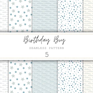 Geburtstag Seamless Pattern Birthday Boy Digitales Papier Junk Journal Papier Printable Papier Digitaler Hintergrund Party Papier | Kommerzielle Lizenz