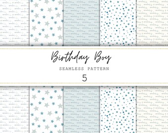 Birthday Seamless Pattern Birthday Boy Digital Paper Junk Journal Paper Printable Paper Digital Background Party Paper | Commercial License