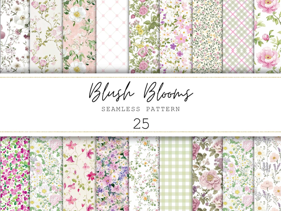 Pink Floral Seamless Patterns Watercolor Floral Digital Paper Ditsy ...