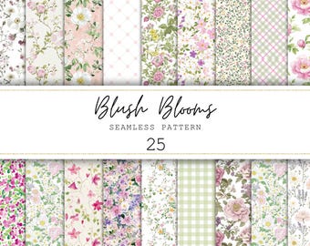 Pink Floral Seamless Patterns Watercolor Floral Digital Paper Ditsy Floral Junk Journal Paper Floral Background Pattern Chic Printable Paper