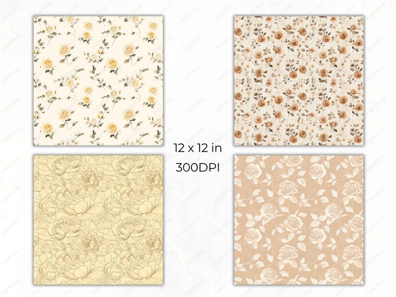 Boho Seamless Pattern Boho Digital Print Printable Paper Floral Junk ...