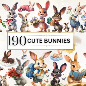 Rabbit Clipart Bunny Clipart Cute Rabbit PNG Animal Clipart Cute Bunny PNG Spring Bunny Clipart Spring PNG Nursery Decor | Commercial Use