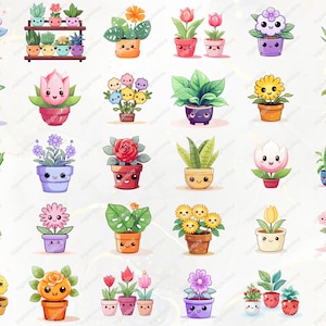 Kawaii Clipart Bundle - 165 Cute Kawaii PNG Clipart Kawaii Flower Clipart, Kawaii Plants Clipart Cute Kawaii Clipart Kawaii Stickers image 5