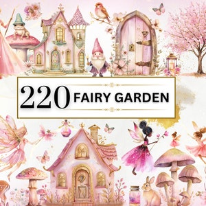 Clipart de fée aquarelle jardin de fées Clipart fée magique Clipart fée rose PNG PNG de conte de fées PNG pépinière Clipart Fantasy PNG usage commercial