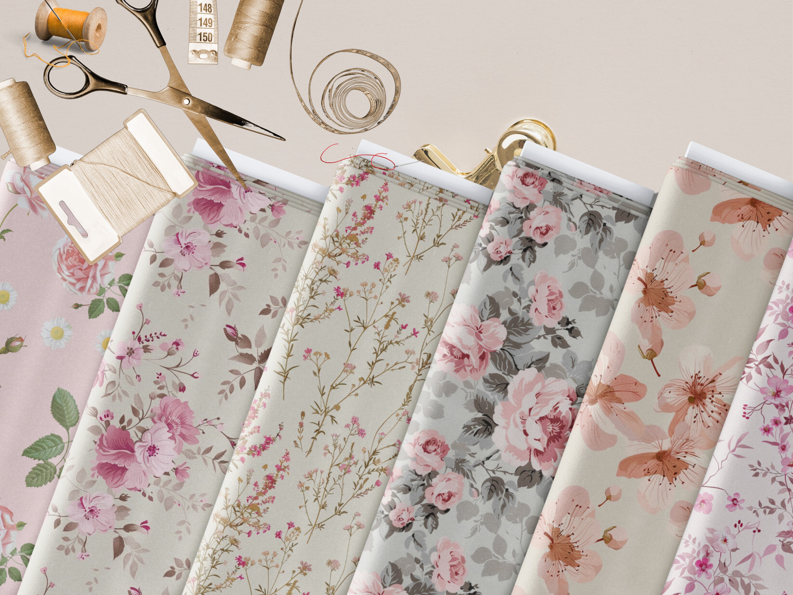 Flower Seamless Pattern Pink Floral Digital Paper Junk Journal Paper ...