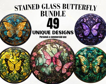 Stained Glass PNG Stained Glass Art For Decor Glass Pattern For Window Hanging Stained Glass Butterfly Design For Junk Journal Stain Glass