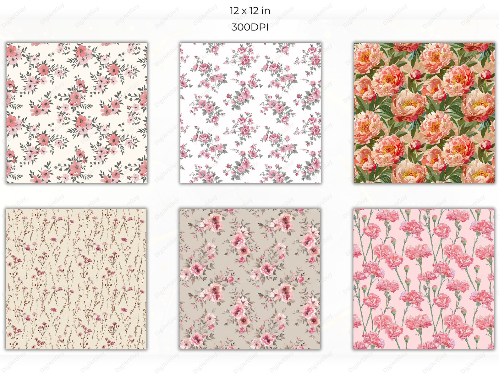 Pink Floral Seamless Pattern Roses Digital Paper Junk Journal Paper ...
