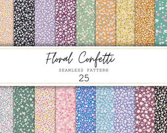 Petits motifs floraux sans couture, fleurs printanières, papier numérique vintage, art numérique sans couture, petites impressions florales, papier journal floral indésirable