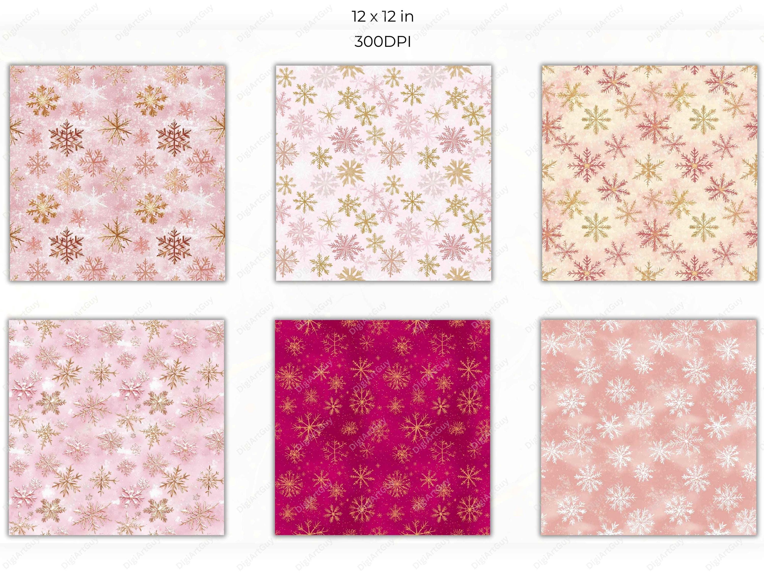 Pink Snowflakes Seamless Patterns Snowflakes Digital Paper Winter Junk ...
