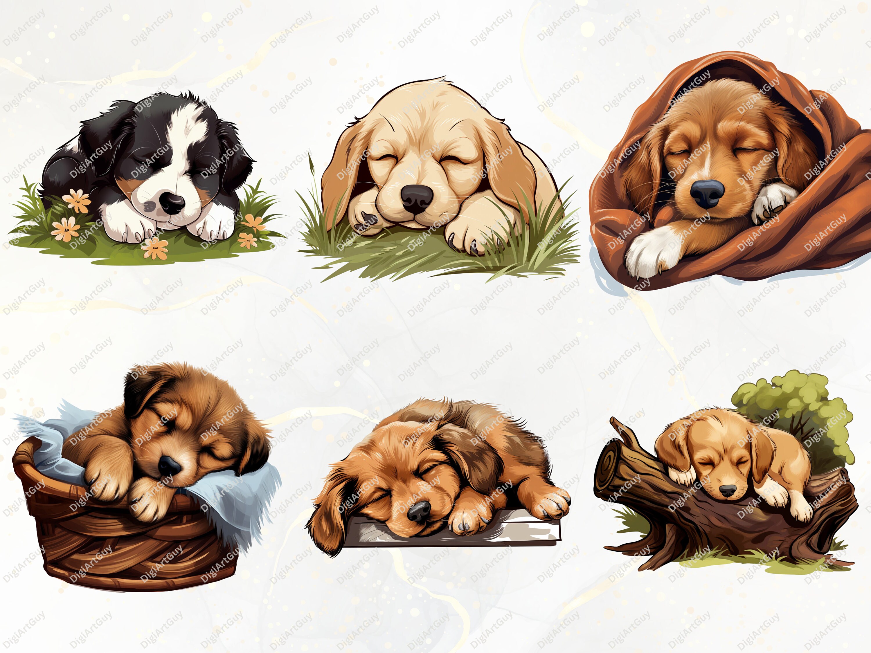Dog Clipart Bundle Watercolor Dogs Clipart PNG Dog Breeds Clipart Cute ...