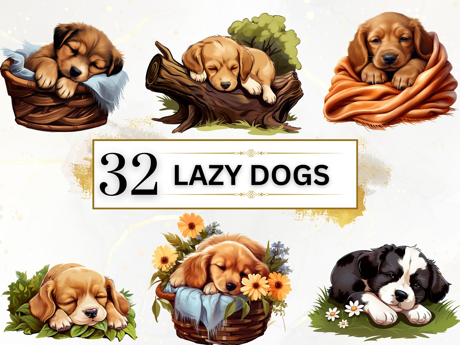 Dog Clipart Bundle Watercolor Dogs Clipart PNG Dog Breeds Clipart Cute ...