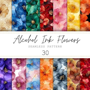Alcoholinkt Naadloze patronen Bloemen digitaal papier Bloemenpatroon Achtergronden Digitale bloemenprints Bloemen Junk Journal Plakboekpapier