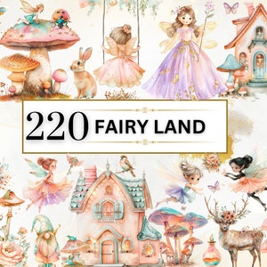 Clipart jardin de fées Clipart fée magique aquarelle conte de fées PNG Clipart jardin enchanté PNG fantastique Clipart chambre d'enfant | Utilisation commerciale