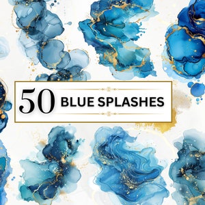 Aquarell Spritzer Clipart Pastell Aquarell Spritzer PNG Alkohol Tinte Clipart Splatter PNG Blaue Farbe Spritzen PNG | Kommerzielle Nutzung Transparent