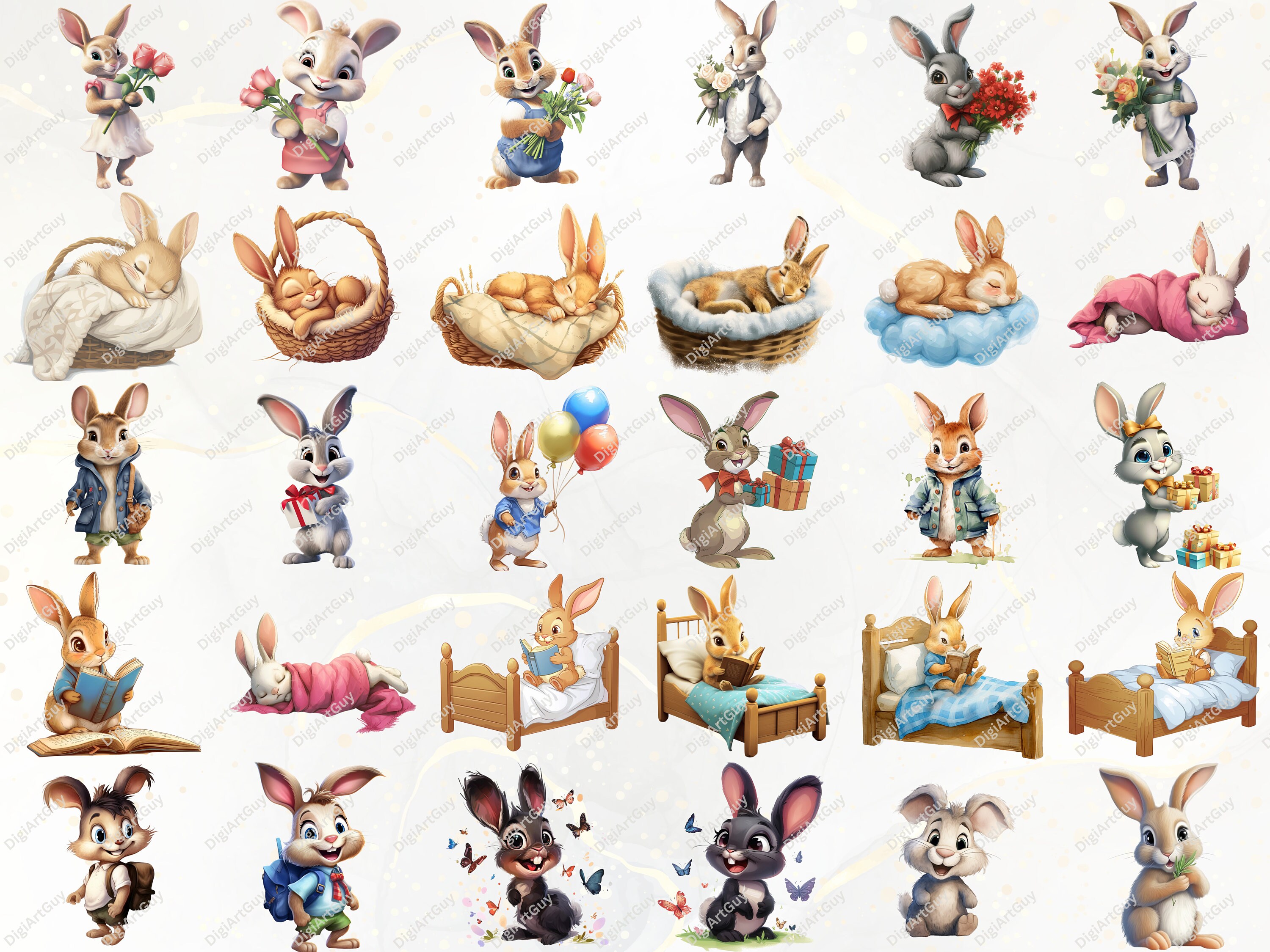 Rabbit Clipart Bunny Clipart Cute Rabbit PNG Animal Clipart Cute Bunny ...