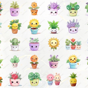 Kawaii Clipart Bundle - 165 Cute Kawaii PNG Clipart Kawaii Flower Clipart, Kawaii Plants Clipart Cute Kawaii Clipart Kawaii Stickers image 9