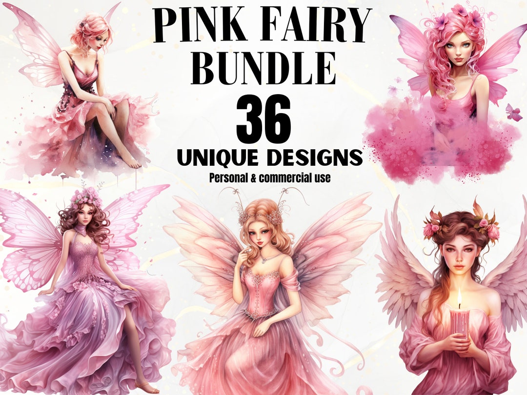 Pink Fairy Watercolor Clipart - 36 Watercolor Fairy Images, Fairytale ...