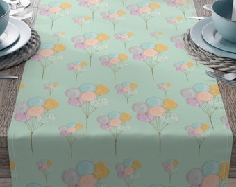 Camino de mesa de feliz cumpleaños, decoración de mesa, decoración de mesa con bandeja, decoración para fiesta de cumpleaños, decoración de mesa temática de cumpleaños, mantelería