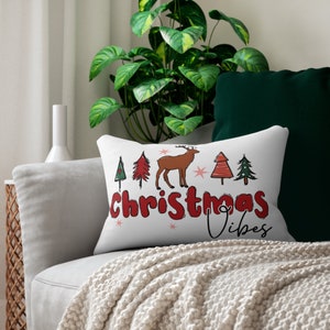 Christmas Vibes Lumber Pillow Cushion christmas Home Decor Pillow home Decor Gift for Her holiday Christmas Gift gift Under 25 secret Santa Etsy