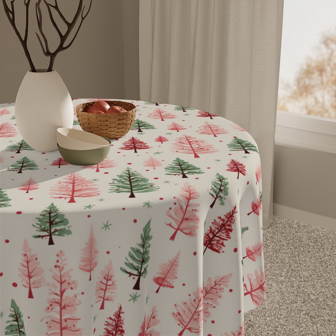 Vintage Paper Xmas Tree Bokeh Christmas Tablecloth