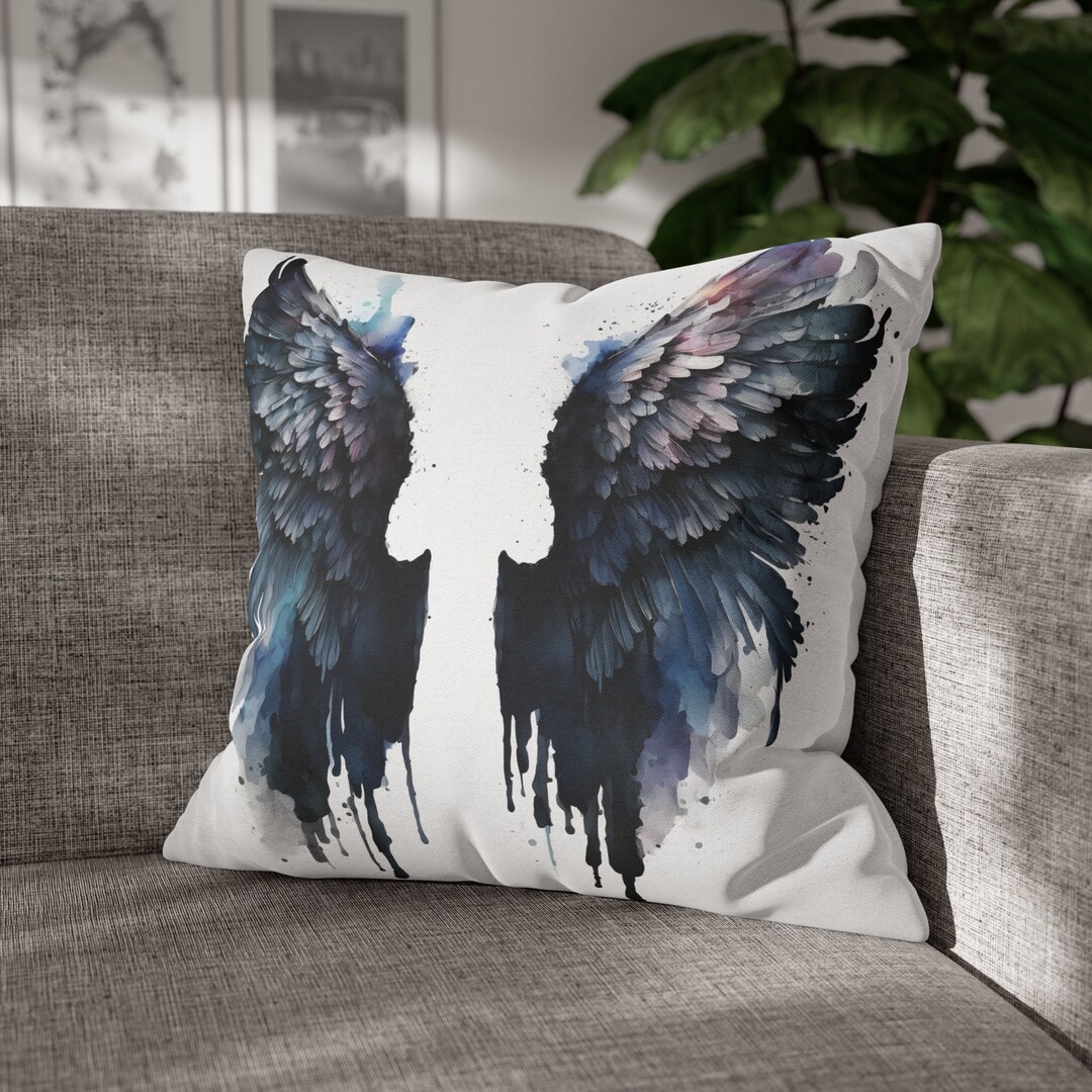 Fallen Angel Wings Pillow Case, Accent Pillow, Room Decor, Throw Pillow Case, Decorative Square