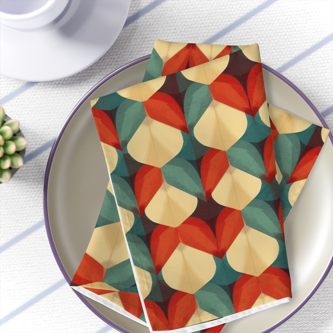 Mid Century Modern Napkin Set, Vintage Floral, Fabric Table Settings