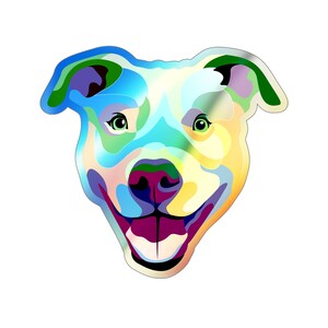 Pit Bull Love &quot;Stella&quot; Holographic Die-cut Sticker in Pop Art Style
