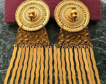Ccori Peruvian Inca Reproduction Gold-Plated Jewelry Ceremonial Bird and Snakes Clip-On Earrings