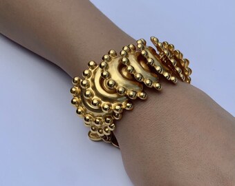 Ccori Gold Plated Peruvian Bracelet Inca Style Costume Jewelry Cuff