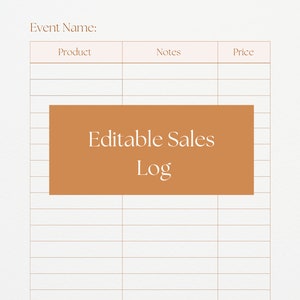Verkaufs-Log/Craft Show Sales Tracker/Market Sales Template