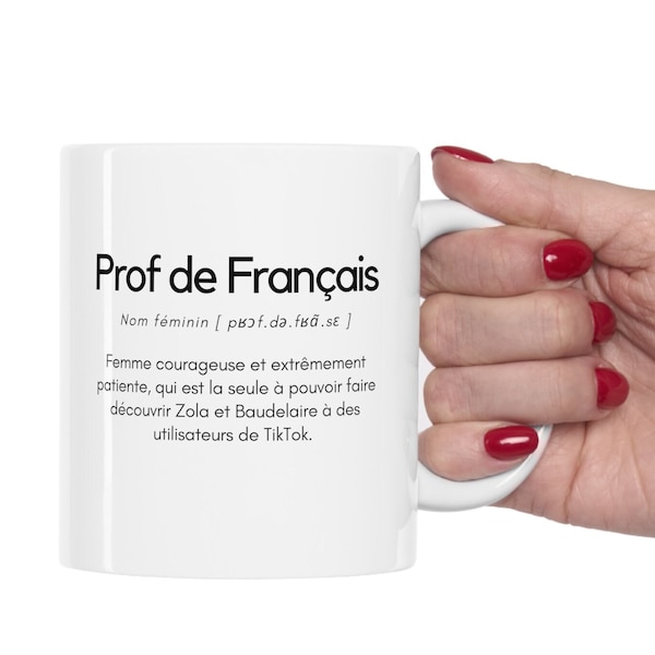 Idea regalo per insegnanti di francese, insegnante di francese personalizzata, regali in tazza per insegnanti di francese, regalo di Natale per insegnanti, regalo di compleanno