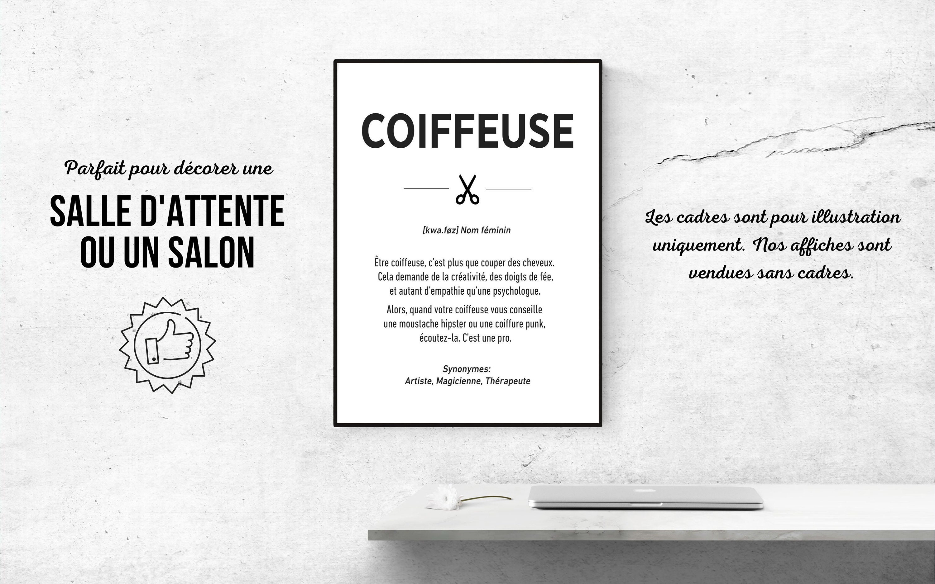 Affiche salon de coiffure, cadeau coiffeuse, anniversaire coiffeur, définition coiffeuse, poster barbier