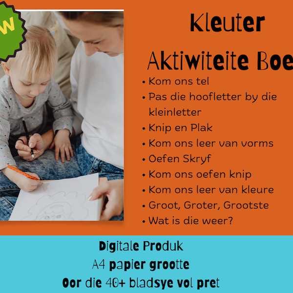 Kleuter Werkboek| Nommer 1 - 10| Knip en Plak| Vorms| Groot, Groter, Grootste| Afrikaans Pret| Aktiwiteite| Graad R| Suid Afrika| Klaskamer|