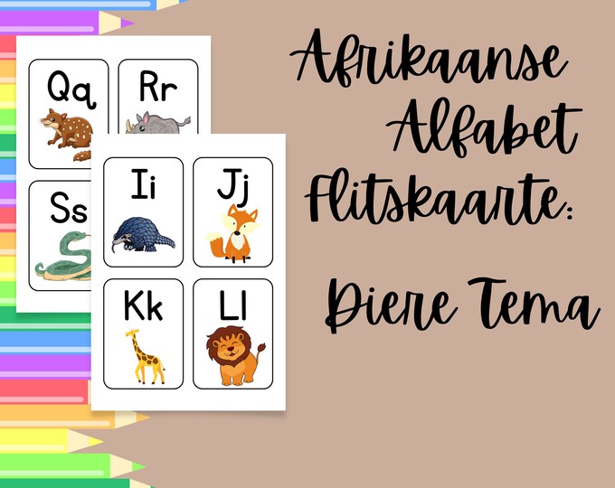 Afrikaans Dier Tema ALFABET Letters En Tel PAKKIE Werkskaarte , Inkleur