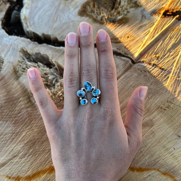 Golden hills mini naja turquoise ring